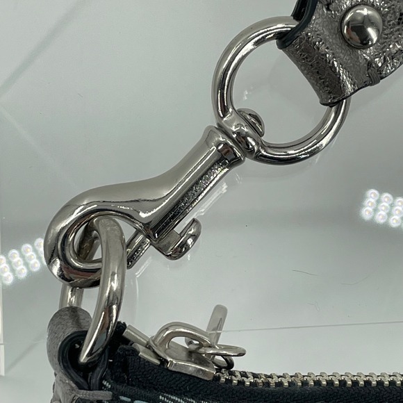 Coach Poppy Tartan Plaid Graffiti Blue Silver Shoulder Bag Wristlet - Picture 13 of 16